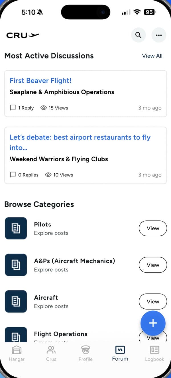 Cru Social — app screens