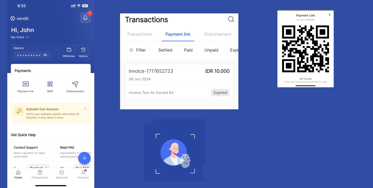 Xendit — app screens